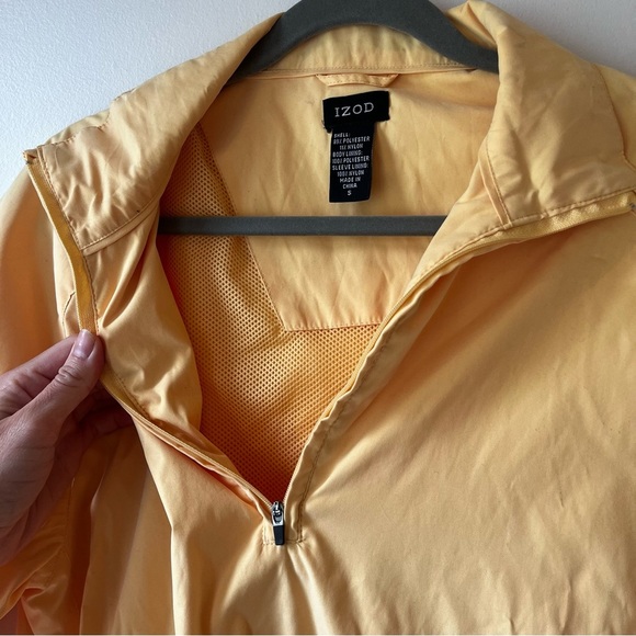 IZOD Yellow Quarter Zip Windbreaker Pullover Jacket Men’s Size S Mesh Lined - Picture 7 of 9